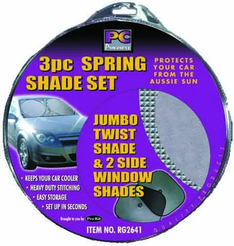 3 Piece Twist Sun Shade Set (Front, 2 Sides) - PC Procovers | Universal Auto Spares