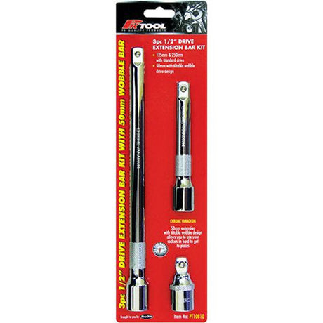 3 Pieces 1/2” DR CR-V Wobble Socket Extension Bar Set - PKTool