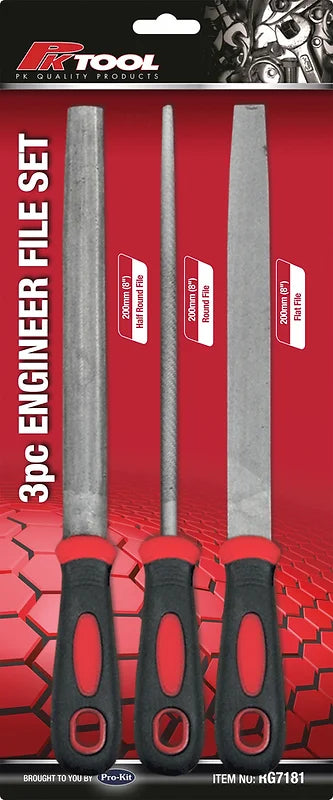 3 Pieces 200 (8”) Engineers File Set Flat, Half Round & Round - PKTool