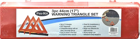 3 Pieces 44cm (17”) Warning Triangle Kit, Bright Red Reflectors - Pro-Kit