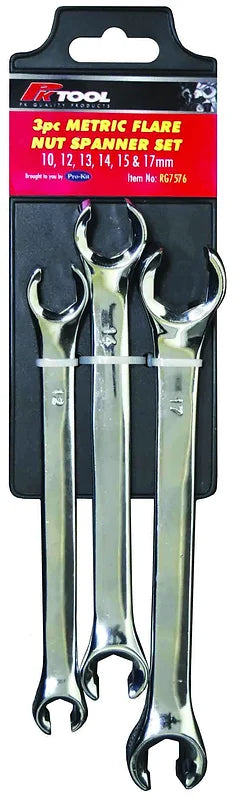 3 Pieces Metric Flare Nut CR-V Spanner Set - PKTool