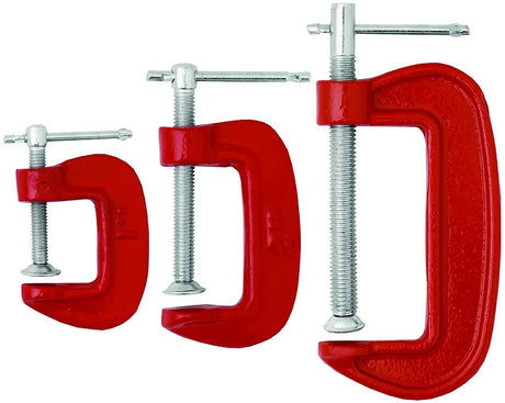 3 Pieces Mini G-Clamp Set Heavy Duty Steel Frame, Quick Adjustment - PKTool