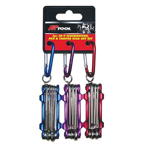 3 Pieces Screwdriver, Tamper Star & Hex Set, Handy Penknife Style Tool - PKTool