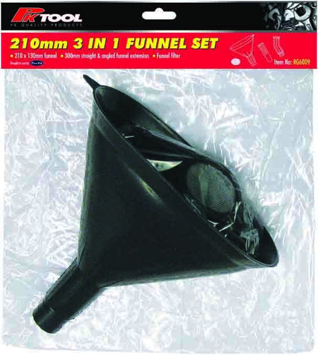 3-in-1 Funnel Mesh Filter Straight or Angled Extension- PKTool | Universal Auto Spares