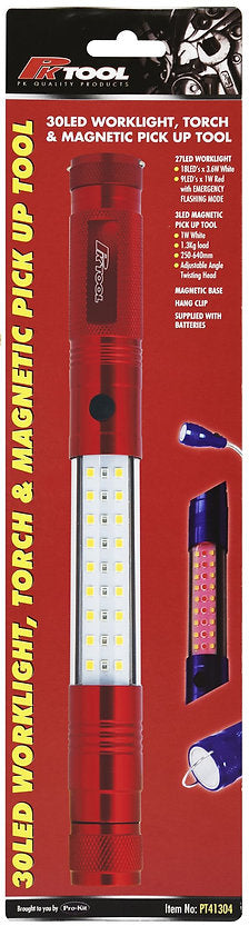 30 Led Work Light, Torch & Magnetic Telescopic Tool Adjustable Angle - PKTool