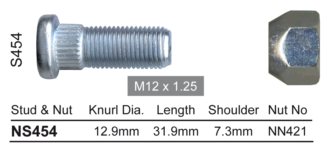 Stud & Nut NS454 - Nice Products | Universal Auto Spares