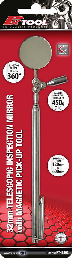 32mm (11/4") Telescopic Inspection Mirror With Pick Up Tool - PKTool