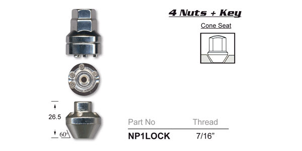 Lock Nuts (set of 4) NP1LOCK - Nice Products | Universal Auto Spares