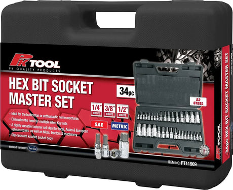34 Piece Hex Bit Socket Master Set - PKTools