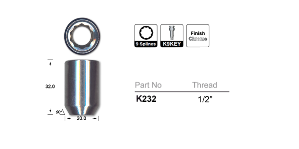 Chrome Nut Tapered K232 - Nice Products | Universal Auto Spares