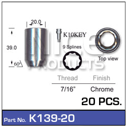 Lock Nuts 20+Key K139-20 - Nice Products | Universal Auto Spares