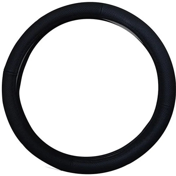Steering Wheel Cover 38cm Genuine Leather Perforated Black - PC Procovers