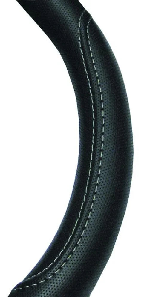 Steering Wheel Cover 38cm Leather Feel Raised Stitching Black - PC Procovers