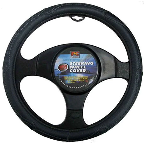 Steering Wheel Cover 38cm Rough Leather Look Black - PC Procovers
