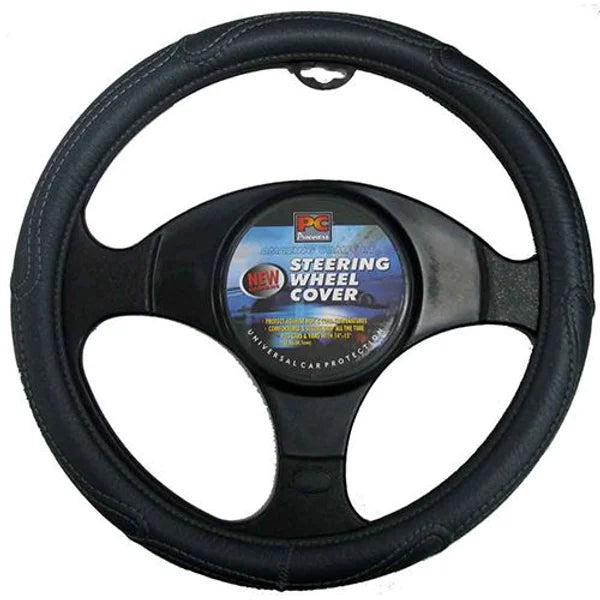 Steering Wheel Cover 38cm Rough Leather Look Black - PC Procovers