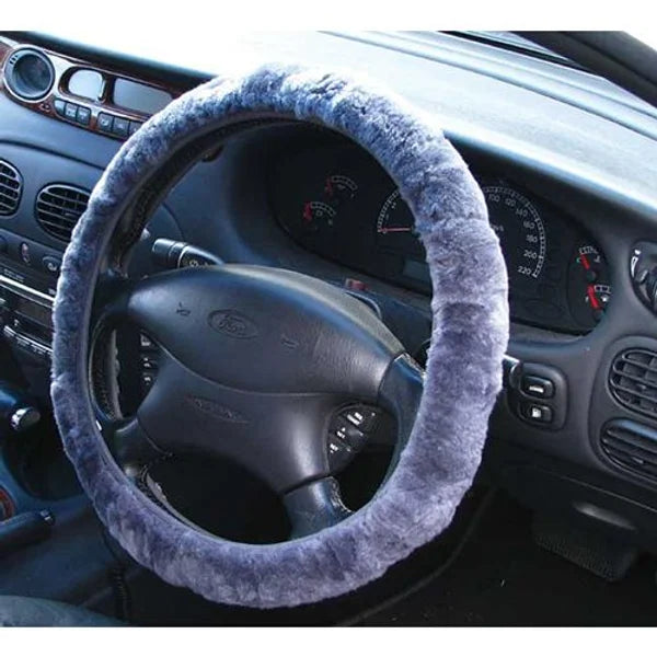 Steering Wheel Cover 38cm Sheep Skin Charcoal - PC Procovers