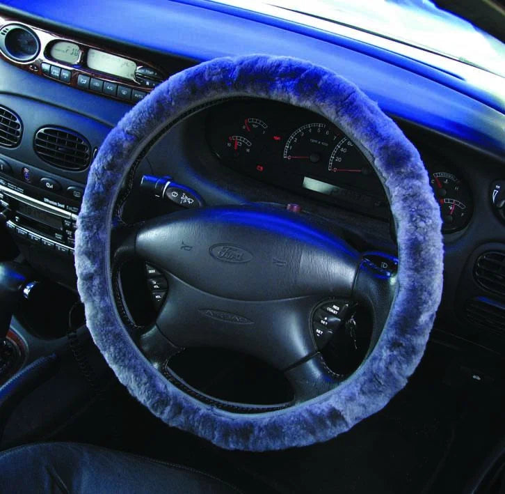 Steering Wheel Cover 38cm Sheep Skin Charcoal - PC Procovers