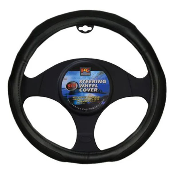 Steering Wheel Cover 38cm Soft Grip 3 Pads Black - PC Procovers