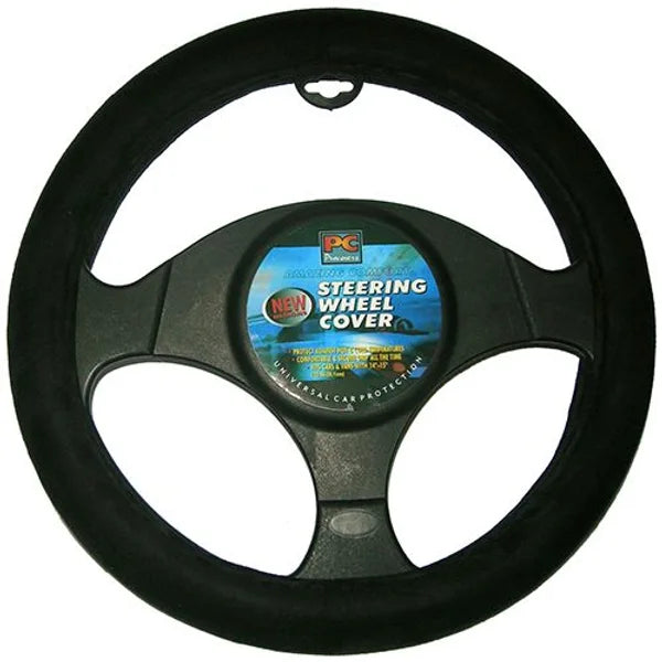 Steering Wheel Cover 38cm Suede Feel With Memory Sponge Black - PC Procovers