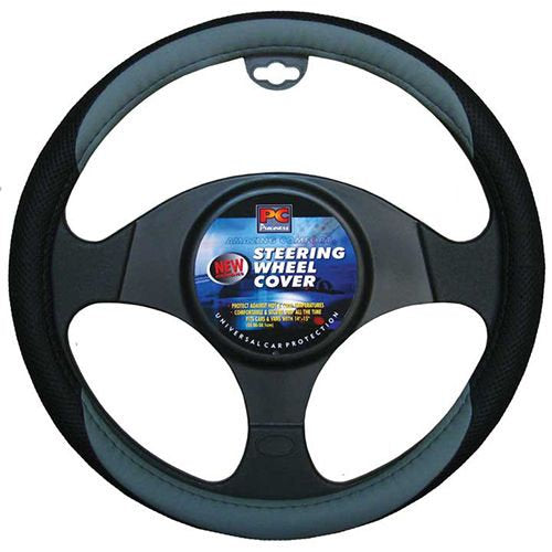 Steering Wheel Cover 38cm Velvet Feel Two Tone Dark Grey/Light Grey - PC Procovers