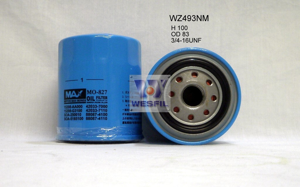 Oil Filter Z493 Fits Subaru WZ493NM - Wesfil