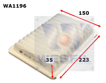 Air Filter A1608 Fits Honda WA1196 - Wesfil