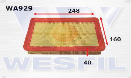 Air Filter A1364 Fits Hyundai WA929 - Wesfil