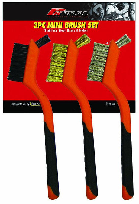 3pc 20cm (8”) Mini Mixed Wire Brush Set With Finebrush Tip - PKTool