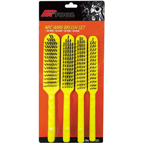 4 Piece 27cm (101/2”) Steel, Nylon & Brass Wire Brush Set - PKTool
