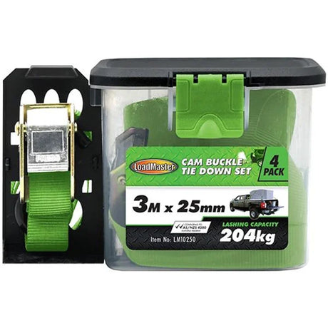 4 Pieces 3 Meter Cam Buckle Down Set, Light Duty - LoadMaster