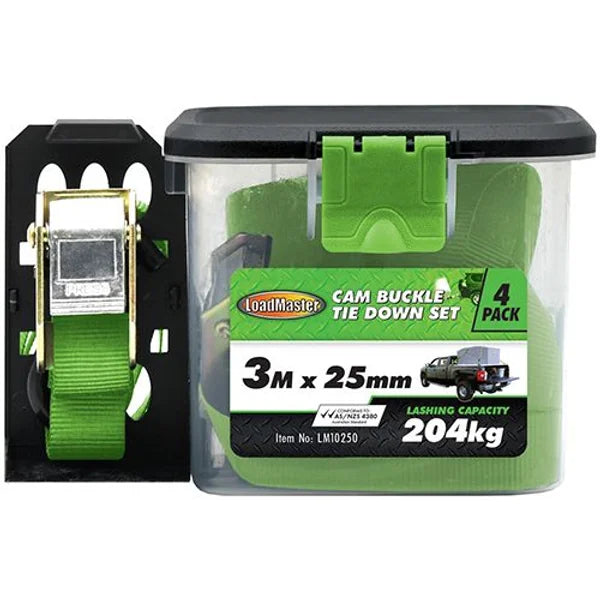 4 Pieces 3 Meter Cam Buckle Down Set, Light Duty - LoadMaster