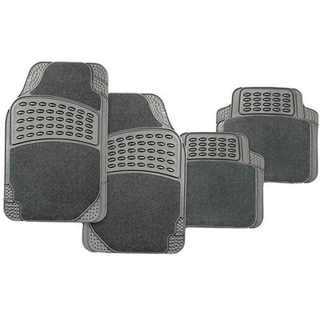 4 Pieces Grey Carpet/Rubber Mat Set, Deep Pile - PC Procovers