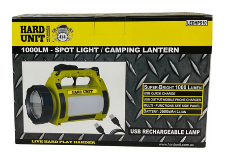 Led USB 1000LM Spot-light/ Camping Lantern Side Lamps - HARD UNIT