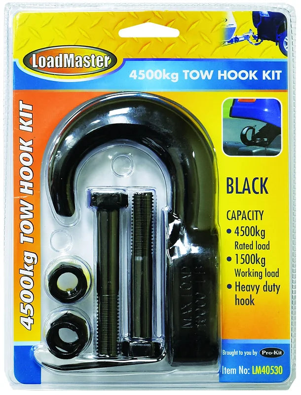 4500kg Tow Hook Kit Chrome & Black, Bullbar & Chassis Mount - LoadMaster