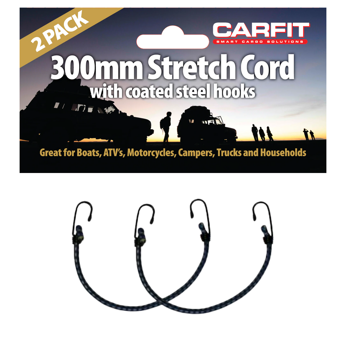 BUNGEE STRETCH CORD - 300MM - SET OF 2 - Carfit Cargo