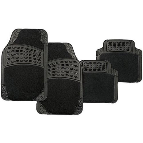 4pc Black Carpet/Rubber Mat Set Deep Pile - PC Procovers | Universal Auto Spares