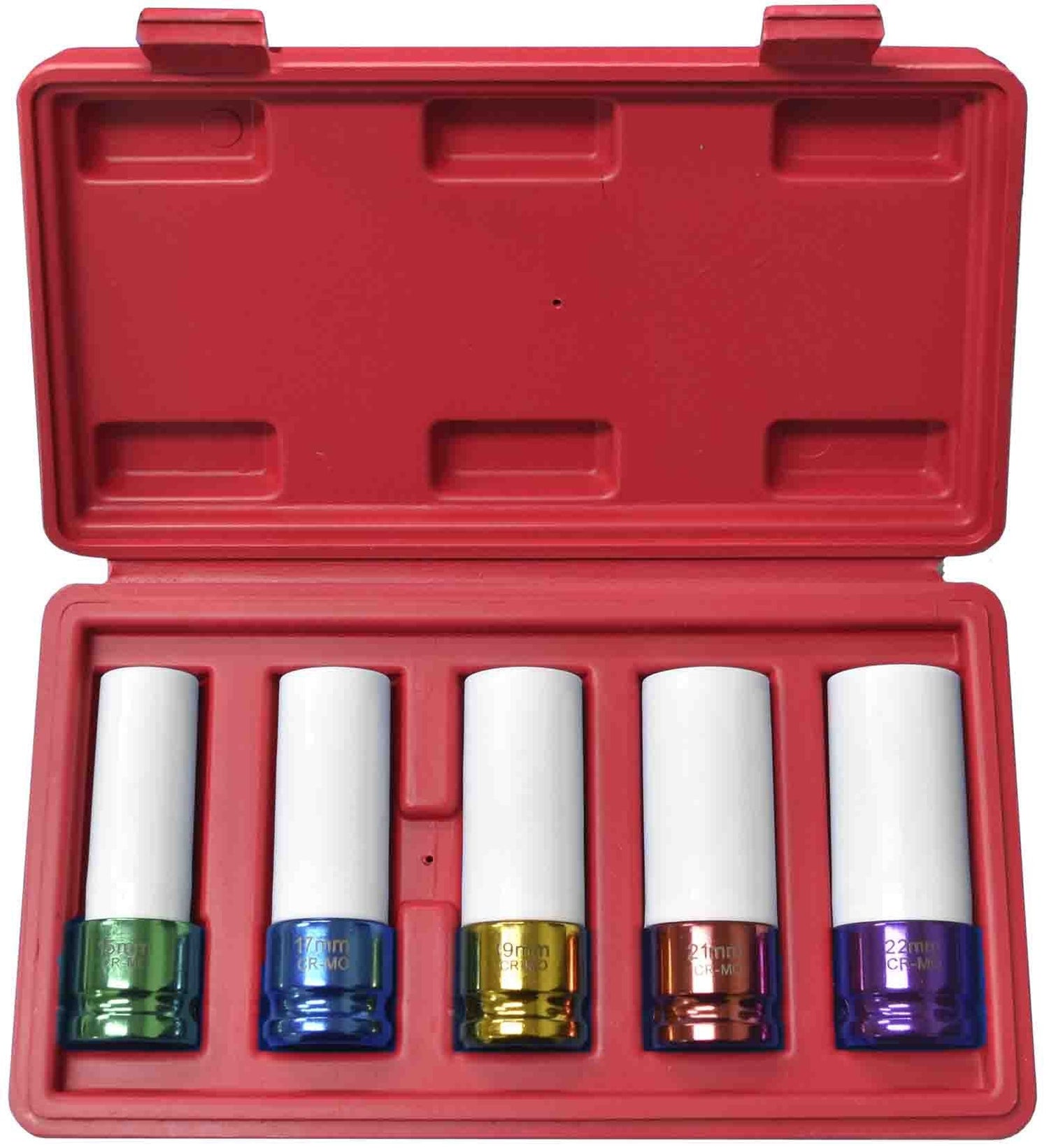 5 Piece 1/2” DR MAG Wheel CR-V Metric Deep Impact Socket Set - PKTool