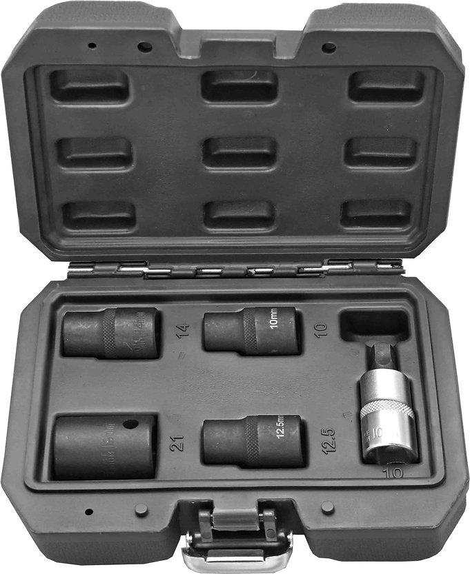 5 Piece 1/2” Dr Brake Caliper Socket & Bit Set 10mm Socket Bit - PKTool