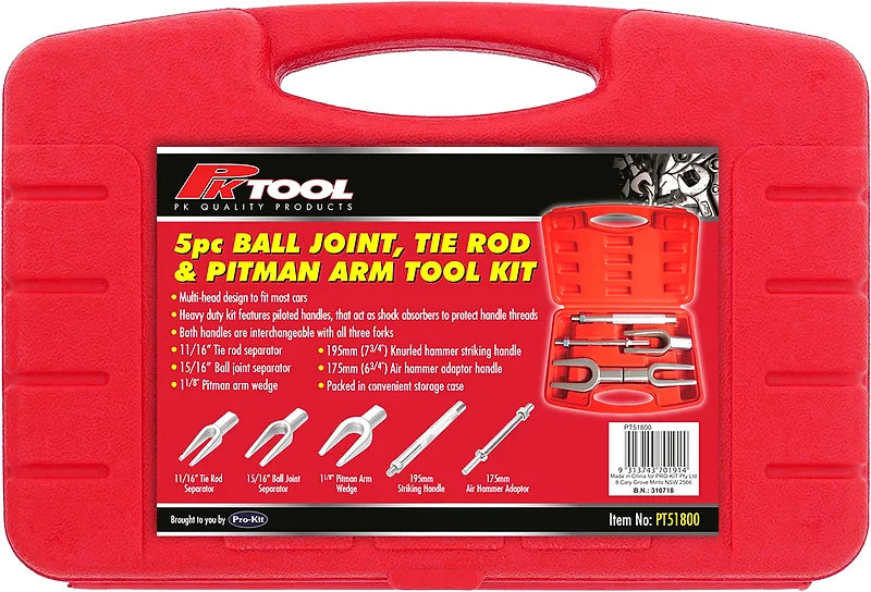 5 Pieces Ball Joint & Tie Rod Separator Kit Air Hammer Adaptor - PKTool