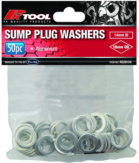 50 Piece Aluminum Sump Plug Washers 14mm - PKTool | Universal Auto Spares
