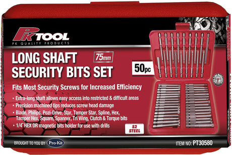 50 Piece Long Shaft Security Bits Set - PKTool