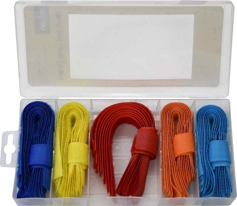 50 Pieces Hook & Loop Straps, Multi-Coloured - PKTool