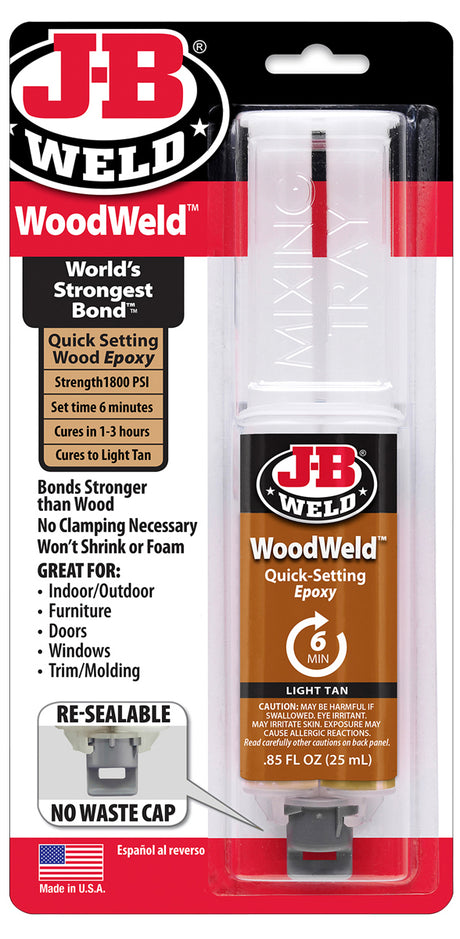 Wood Weld Epoxy Syringe 25ml Strong, Lasting Repairs - J-B Weld