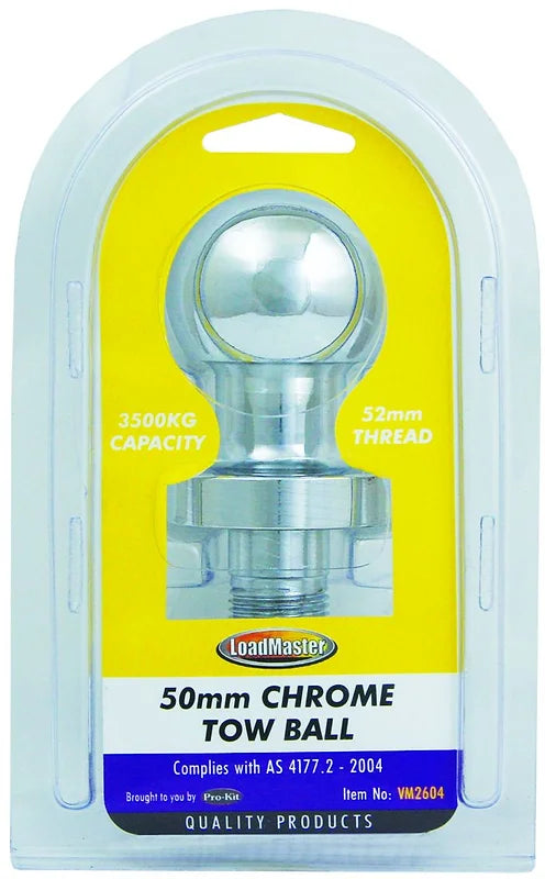 50mm Towball, Chrome With 52mm Thread - LoadMaster