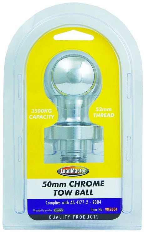 50mm Towball, Chrome With 52mm Thread - LoadMaster