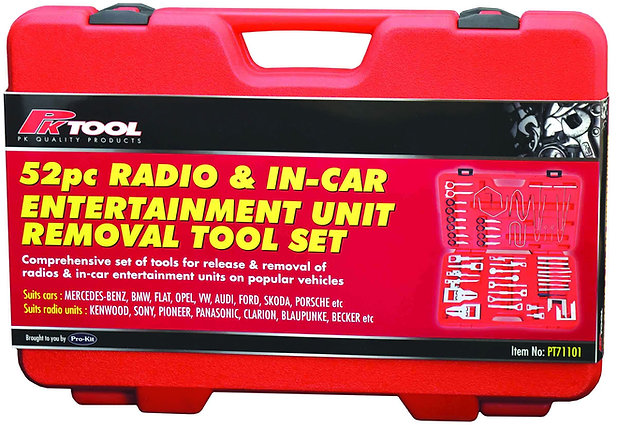 52 Piece Radio & In-Car Entertainment Unit Removal Tool Set - PKTool