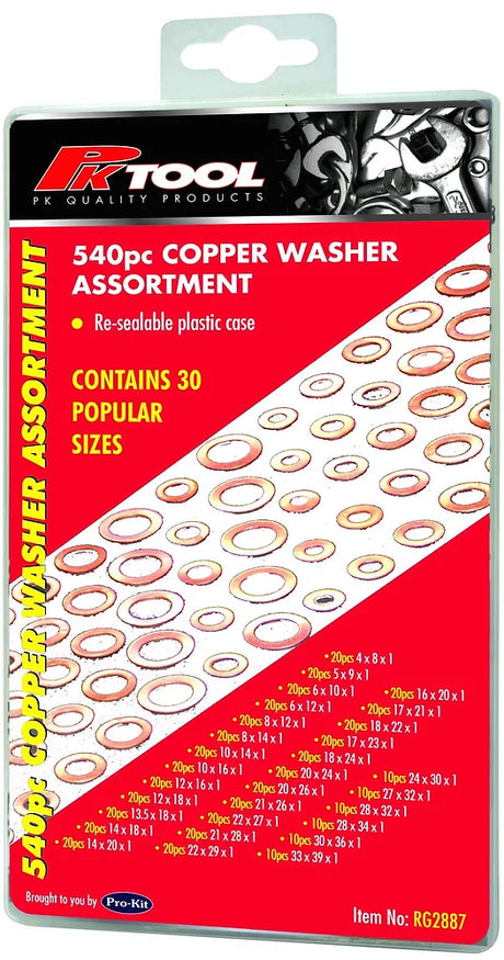 540 Copper Washers Assortment Kit - PKTool | Universal Auto Spares
