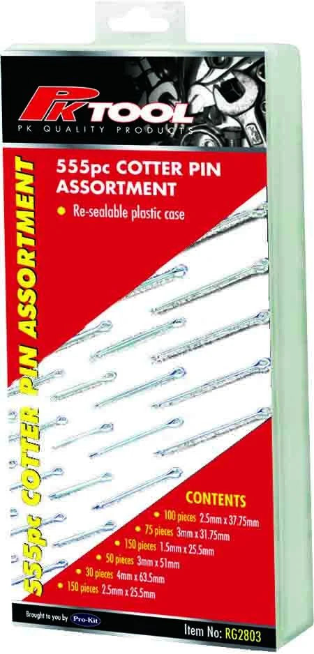 555 Piece Cotter Pin/ Split Pins Assortment - PKTool