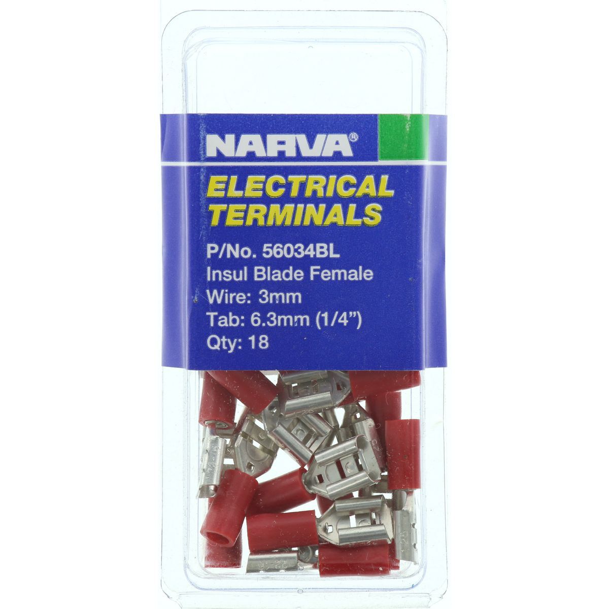 Female Blade Terminal Red 18 Pieces 6.3 x 0.8mm - Narva