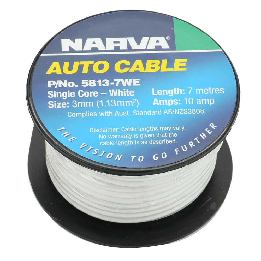 10A 3mm White Single Core Cable (7m) - Narva